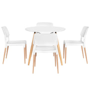 1 Artiss Dining Table and 4 Chairs Set Round White DSET-DSW100-086-WHX4