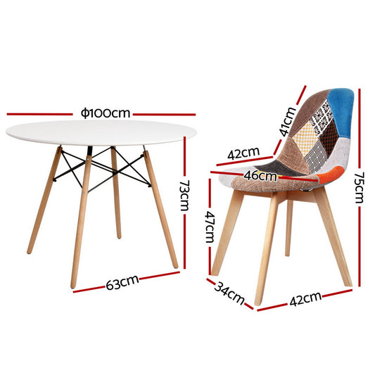 1 Artiss Dining Table and 4 Chairs Set DSW White DSET-DSW100-56FBX4