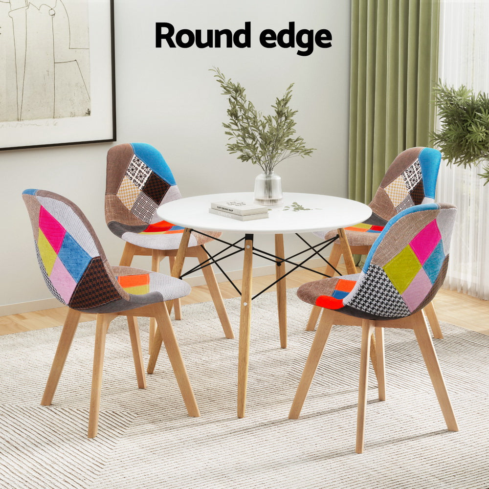 1 Artiss Dining Table and 4 Chairs Set DSW White DSET-DSW100-56FBX4