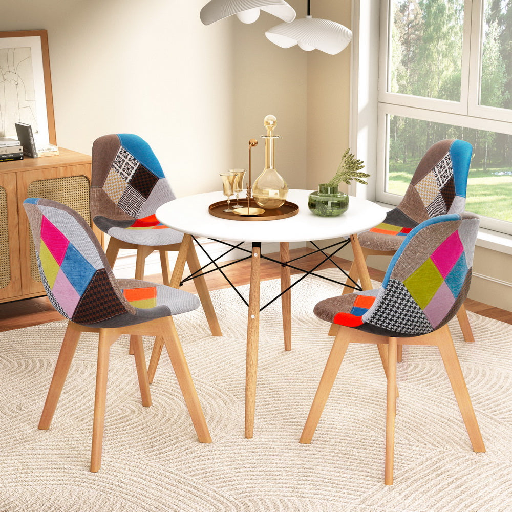1 Artiss Dining Table and 4 Chairs Set DSW White DSET-DSW100-56FBX4