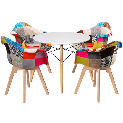1 Artiss Dining Table and 4 Chairs Set DSW White DSET-DSW100-66FBX4