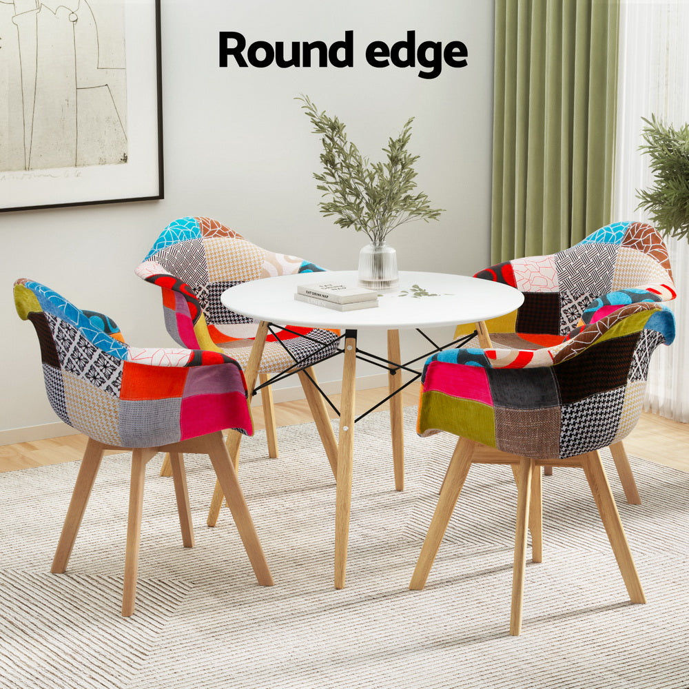 1 Artiss Dining Table and 4 Chairs Set DSW White DSET-DSW100-66FBX4
