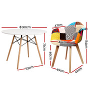 1 Artiss Dining Table and 2 Chairs Set DSW 90cm DSET-DSW90-66FBX2