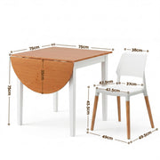 Artiss Dining Table and Chairs Set 5PCS, 75-110cm Drop-Leaf Table, with 4 Dining Chairs White Wooden, 4 DSET-DTAB-086-WHX4