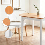Artiss Dining Table and Chairs Set 5PCS, 75-110cm Drop-Leaf Table, with 4 Dining Chairs White Wooden, 4 DSET-DTAB-086-WHX4
