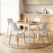Artiss Dining Table and Chairs Set 5PCS, 75-110cm Drop-Leaf Table, with 4 Dining Chairs White Wooden, 4 DSET-DTAB-086-WHX4