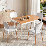 Artiss Dining Table and Chairs Set 5PCS, 75-110cm Drop-Leaf Table, with 4 Dining Chairs White Wooden, 4 DSET-DTAB-086-WHX4