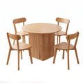 1 Artiss Dining Table and 4 Chairs Set Natural Timber DSET-DTAB-RD-RUB-WDX4