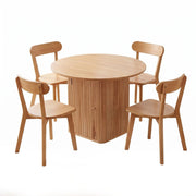 1 Artiss Dining Table and 4 Chairs Set Natural Timber DSET-DTAB-RD-RUB-WDX4