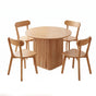 1 Artiss Dining Table and 4 Chairs Set Natural Timber DSET-DTAB-RD-RUB-WDX4
