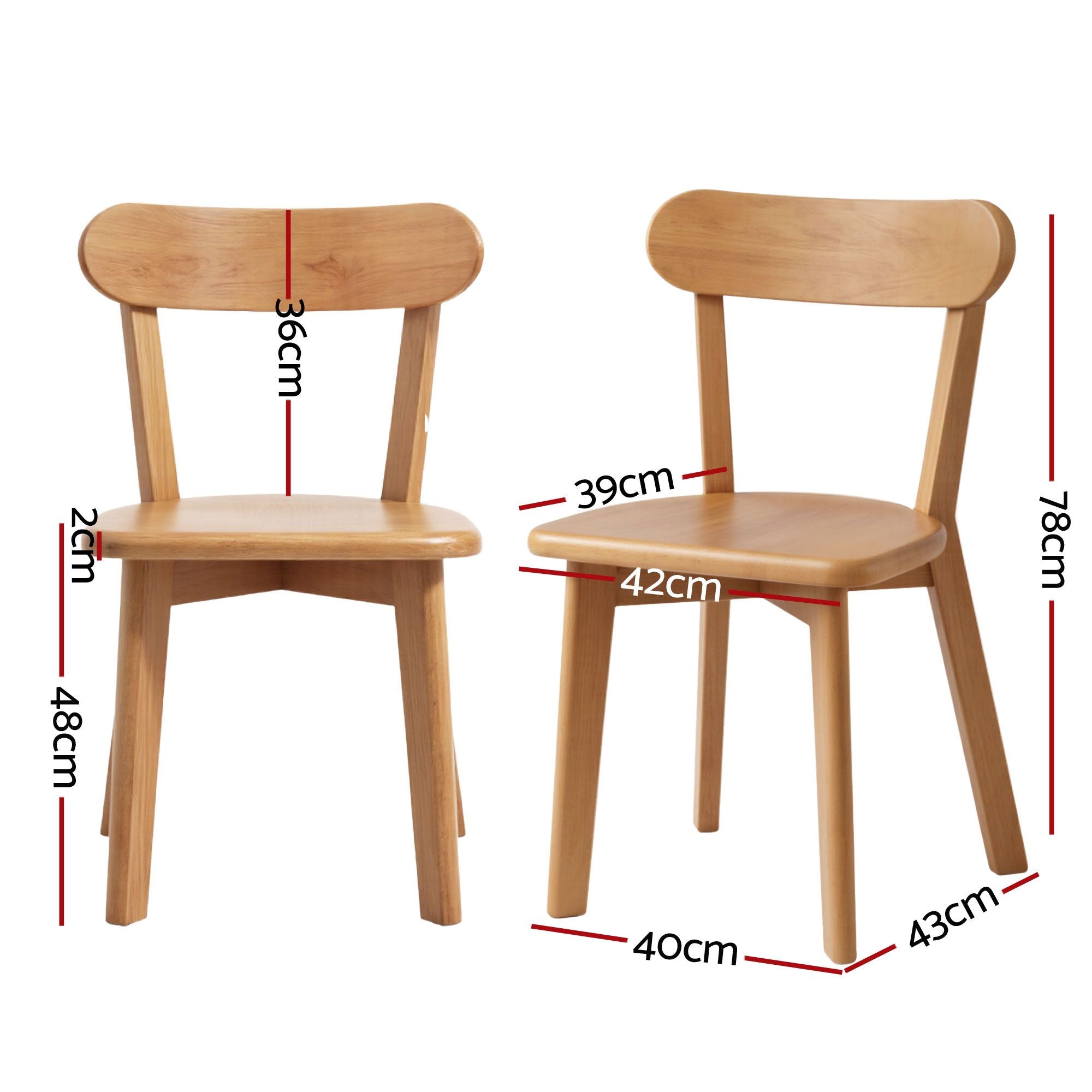 1 Artiss Dining Table and 4 Chairs Set Natural Timber DSET-DTAB-RD-RUB-WDX4
