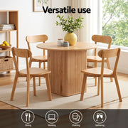 1 Artiss Dining Table and 4 Chairs Set Natural Timber DSET-DTAB-RD-RUB-WDX4