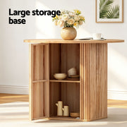 1 Artiss Dining Table and 4 Chairs Set Natural Timber DSET-DTAB-RD-RUB-WDX4