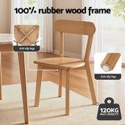 1 Artiss Dining Table and 4 Chairs Set Natural Timber DSET-DTAB-RD-RUB-WDX4