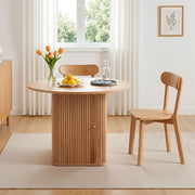 1 Artiss Dining Table and 4 Chairs Set Natural Timber DSET-DTAB-RD-RUB-WDX4