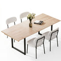 Artiss 200cm Extendable Dining Table Set with 4x Dining Chairs Sherpa White DSET-EXT05-W01-WHX4