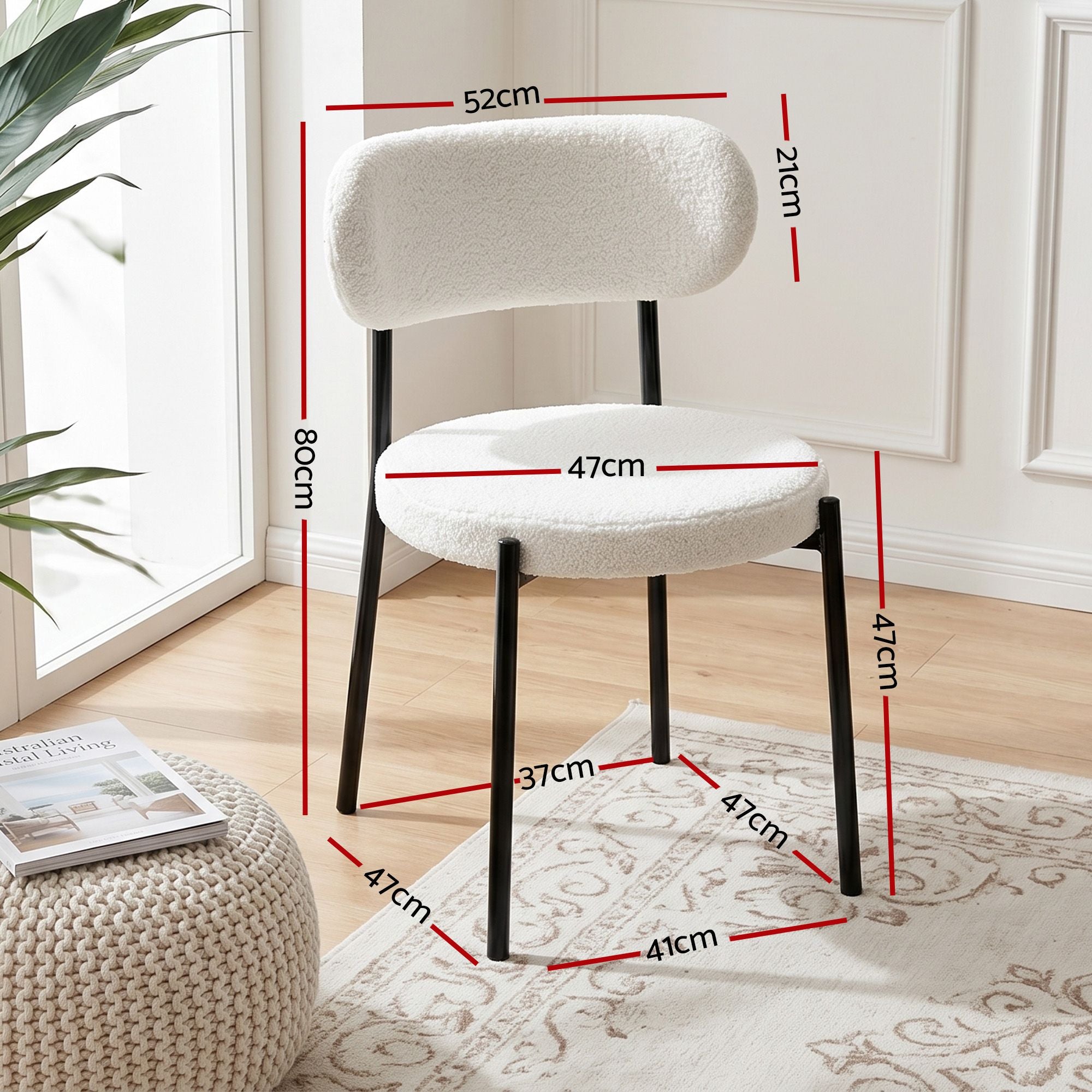 Artiss 200cm Extendable Dining Table Set with 4x Dining Chairs Sherpa White DSET-EXT05-W01-WHX4