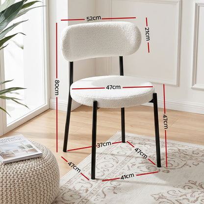 Artiss 200cm Extendable Dining Table Set with 4x Dining Chairs Sherpa White DSET-EXT05-W01-WHX4