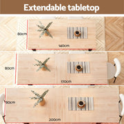 Artiss 200cm Extendable Dining Table Set with 4x Dining Chairs Sherpa White DSET-EXT05-W01-WHX4