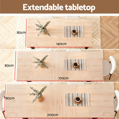 Artiss 200cm Extendable Dining Table Set with 4x Dining Chairs Sherpa White DSET-EXT05-W01-WHX4