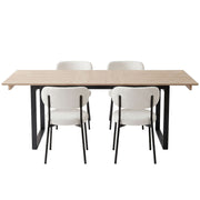 Artiss 200cm Extendable Dining Table Set with 4x Dining Chairs Sherpa White DSET-EXT05-W01-WHX4