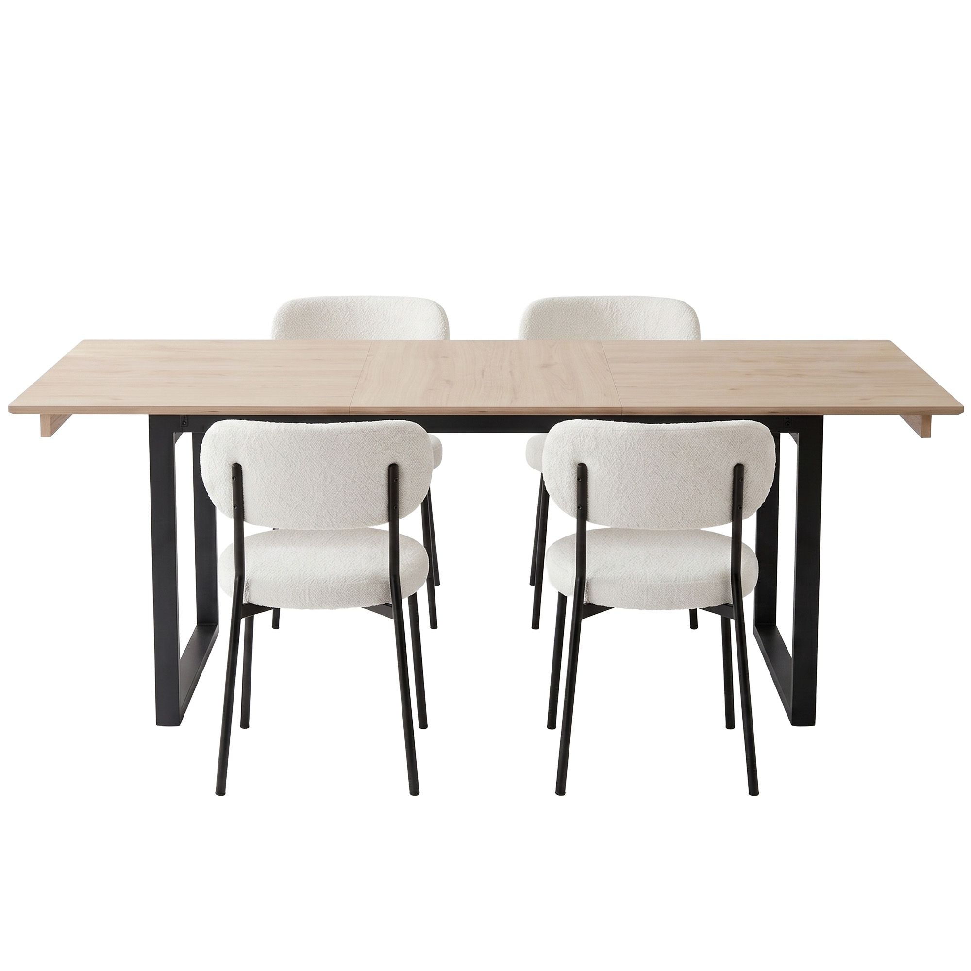 Artiss 200cm Extendable Dining Table Set with 4x Dining Chairs Sherpa White DSET-EXT05-W01-WHX4