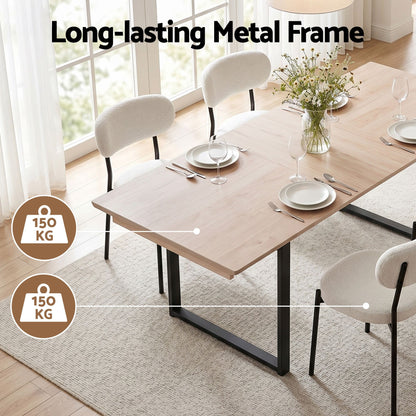 Artiss 200cm Extendable Dining Table Set with 4x Dining Chairs Sherpa White DSET-EXT05-W01-WHX4