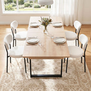 Artiss 200cm Extendable Dining Table Set with 4x Dining Chairs Sherpa White DSET-EXT05-W01-WHX4