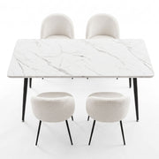 1 Artiss Dining Table and 4 Chairs Set White Marble Style DSET-MAR150-KJC150-WHX4