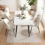 1 Artiss Dining Table and 4 Chairs Set White Marble Style DSET-MAR150-KJC150-WHX4