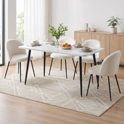 1 Artiss Dining Table and 4 Chairs Set White Marble Style DSET-MAR150-KJC150-WHX4