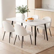 1 Artiss Dining Table and 4 Chairs Set White Marble Style DSET-MAR150-KJC150-WHX4