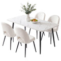 Artiss Dining Table and Chairs Set 5pcs Kitchen Furniture Marble White DSET-MAR150-SHP-WHX4