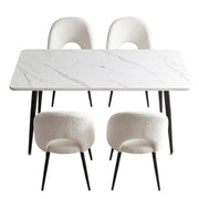 Artiss Dining Table and Chairs Set 5pcs Kitchen Furniture Marble White DSET-MAR150-SHP-WHX4