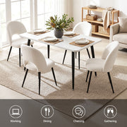 Artiss Dining Table and Chairs Set 5pcs Kitchen Furniture Marble White DSET-MAR150-SHP-WHX4