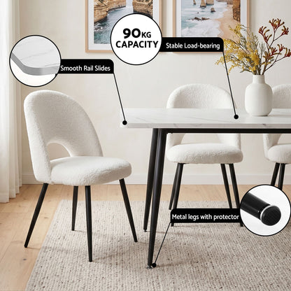 Artiss Dining Table and Chairs Set 5pcs Kitchen Furniture Marble White DSET-MAR150-SHP-WHX4