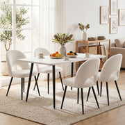 Artiss Dining Table and Chairs Set 5pcs Kitchen Furniture Marble White DSET-MAR150-SHP-WHX4