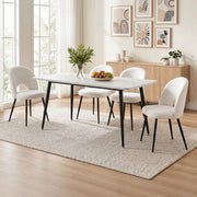 Artiss Dining Table and Chairs Set 5pcs Kitchen Furniture Marble White DSET-MAR150-SHP-WHX4