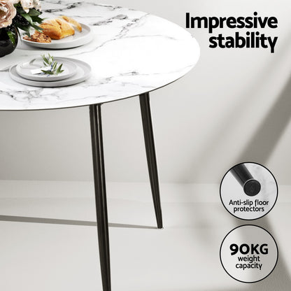 1 Artiss Dining Table and 4 Chairs Set Marble Grey DSET-MAR75-VEL01-GYX4