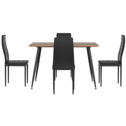 1 Artiss Dining Table and 4 Chairs Set Rectangle Metal DSET-T02WD-C02-BKX4