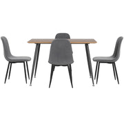1 Artiss Dining Table and 4 Chairs Set Grey Metal DSET-T02WD-VEL01-GYX4