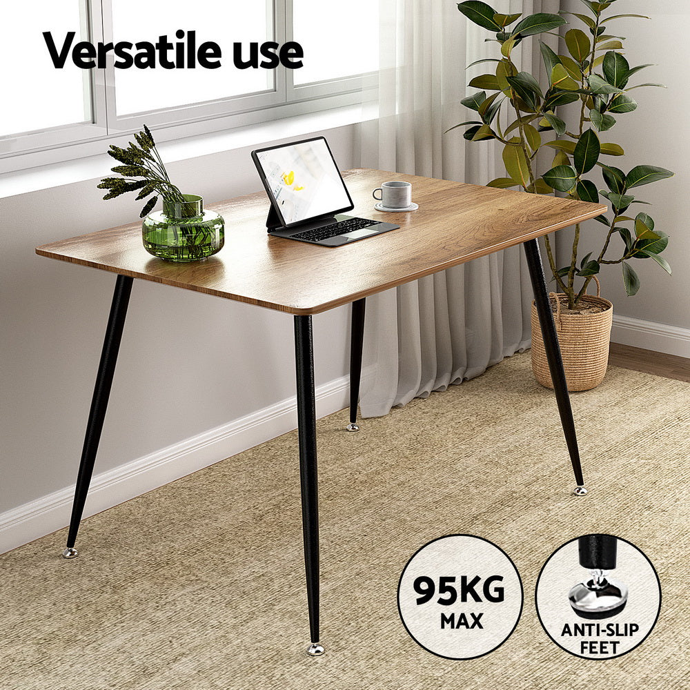 1 Artiss Dining Table and 4 Chairs Set Grey Metal DSET-T02WD-VEL01-GYX4
