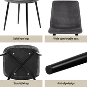 1 Artiss Dining Table and 4 Chairs Set Grey Velvet DSET-T02WD-VEL03-GYX4