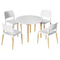 1 Artiss Dining Table and 4 Chairs Set White Wood DSET-TAB01-086-WHX4