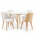 Artiss Dining Table and Chairs Set 5PCS Round 4 PU Leather Seater Dining Set White DSET-TAB01-2004PU-WHX4
