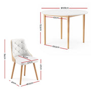 Artiss Dining Table and Chairs Set 5PCS Round 4 PU Leather Seater Dining Set White DSET-TAB01-2004PU-WHX4