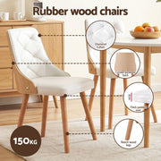 Artiss Dining Table and Chairs Set 5PCS Round 4 PU Leather Seater Dining Set White DSET-TAB01-2004PU-WHX4