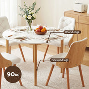 Artiss Dining Table and Chairs Set 5PCS Round 4 PU Leather Seater Dining Set White DSET-TAB01-2004PU-WHX4