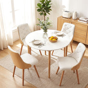 Artiss Dining Table and Chairs Set 5PCS Round 4 PU Leather Seater Dining Set White DSET-TAB01-2004PU-WHX4