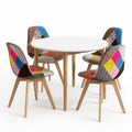 1 Artiss Dining Table and 4 Fabric Eiffel Chairs Set White DSET-TAB01-56FBX4